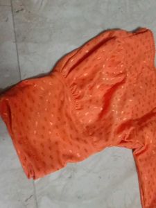 New Orange Puff Hand Blouse