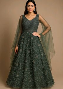 BEAUTIFUL DARK GREEN COLOR GOWN