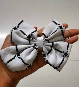 HANDMADE Cute Patterned Hair Bow- WHITE