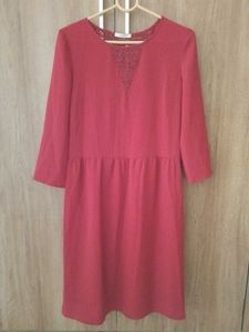 PROMOD Coral Dress with Lace Detail