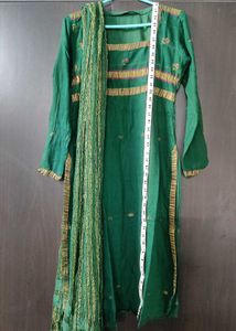 Bottle Green Woven Pure South Cotton Kurta Set