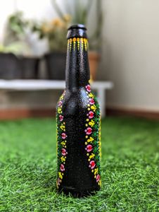 Handpainted Bottle With Dot Mandala Art