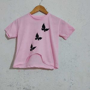 Pink Butterfly Girl's Top