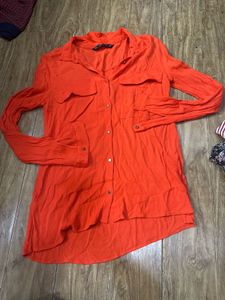 Orange Button-Down Shirt