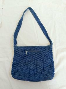 Blue Crocheted Shoulder Bag