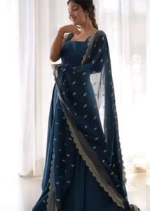 Elegant Blue Anarkali Gown