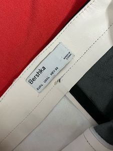Pure Leather Branded Two-Tone Mini Skirt