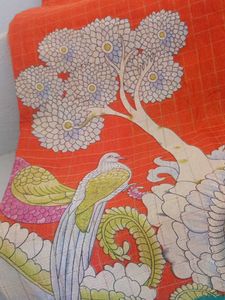 Orange Scenic Print Saree