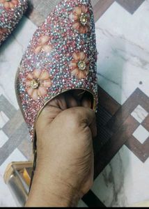 Embellished Floral Mule Heels
