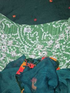 Green Embroidered Salwar Kameez Dupatta
