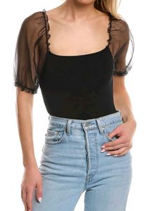 Puffed Sleeve Black Top