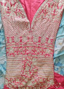 Elegant Red &amp; Gold Tail Cut Dress