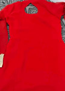 Red Embellished Fabric