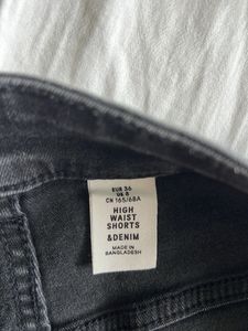 Black High Waist Denim Shorts