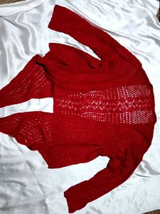 Red Knit Cardigan