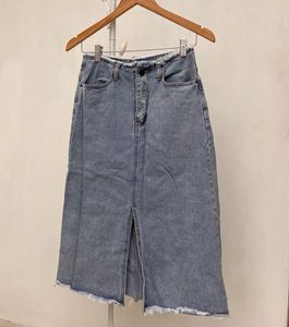 Denim Slit Skirt
