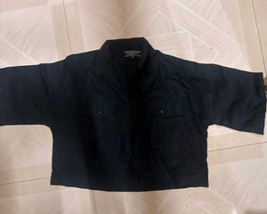 Black Crop Shirt Top