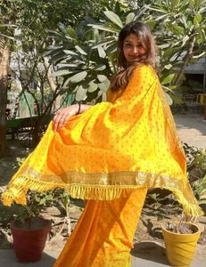 Yellow,Red Saree Combo