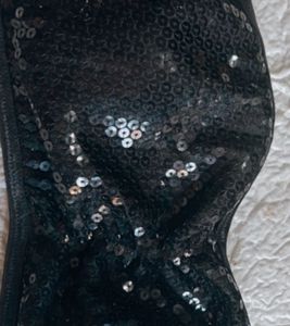 Sequin Padded Black Bustier Bralette Top