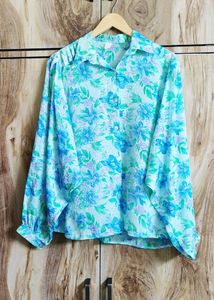 Light Green Floral Shirt Size-44-46