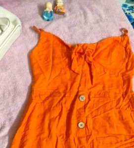 Orange Button-Front Sundress