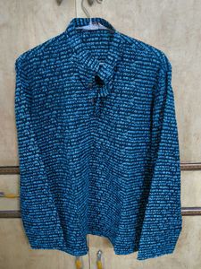Blue Printed Long Sleeve Kurta