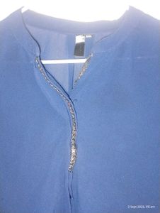 Chiffon Beutiful Blue Colour Stylish Shirt