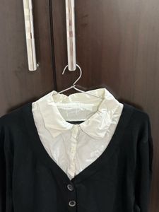 Black Cardigan with White Shirt