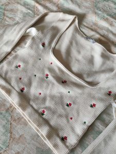 Floral Embroidered Crop Top