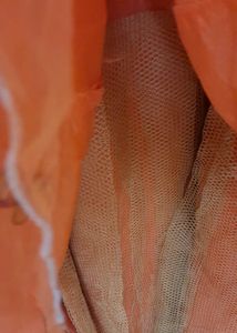 Orange Offshoulder Net Ethnic Gown