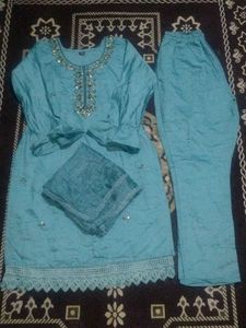 Teal Embellished pant Suit set