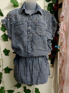 Denim Beaded Dress