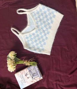 Checkered Fuzzy Crop Tank