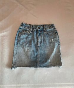DENIM SHORT SKIRT -Blue