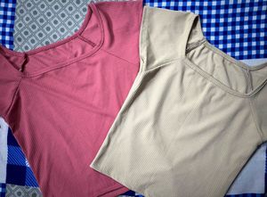 Set Of Cute Ribbed Crop Tops