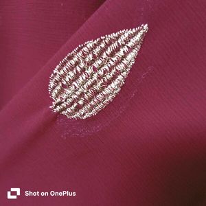 Heavy Zaria work, elegant maroon saree