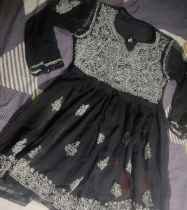 Black Chikankari Short Kurti🖤