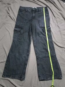 Black Wash Cargo Pants
