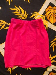 Hot Pink Bodycon Mini Skirt with Slit