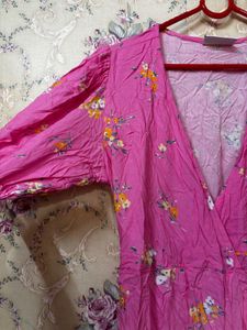 Floral Pink Wrap Dress