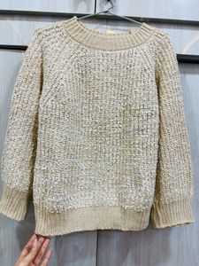 Beige Knit Pullover Sweater - M to L Size