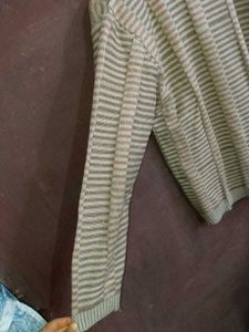 Striped Full Zip Sweater Jacket