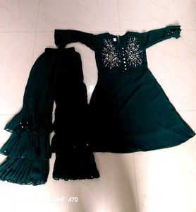 Emerald Green Embroidered Anarkali Suit