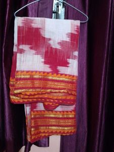 Elegant White &amp; Red Saree