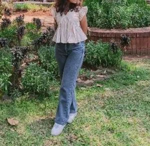 Striped Ruffle Sleeve Top