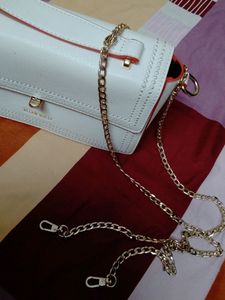 ALLEN SOLLY WHITE &amp; RED OPEN HAND CLUTCH Chic BAG