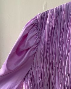 Lilac Puffed Sleeves Top In Satin