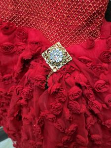 Red Rosebud Dress Bust 21 Inches Length 38