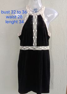 Gorgeous Black Velvet With Pearl Dress