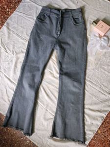 AJIO Grey Flared Jeans